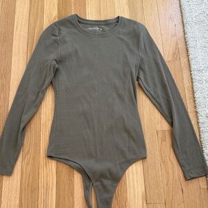 Abercrombie Olive Long Sleeve Ribbed Bodysuit